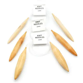 

3pcs 15/20/25mm Circular Wood Knitting Needles Set Plastic Transparent Tube Sweater Crochet Hook