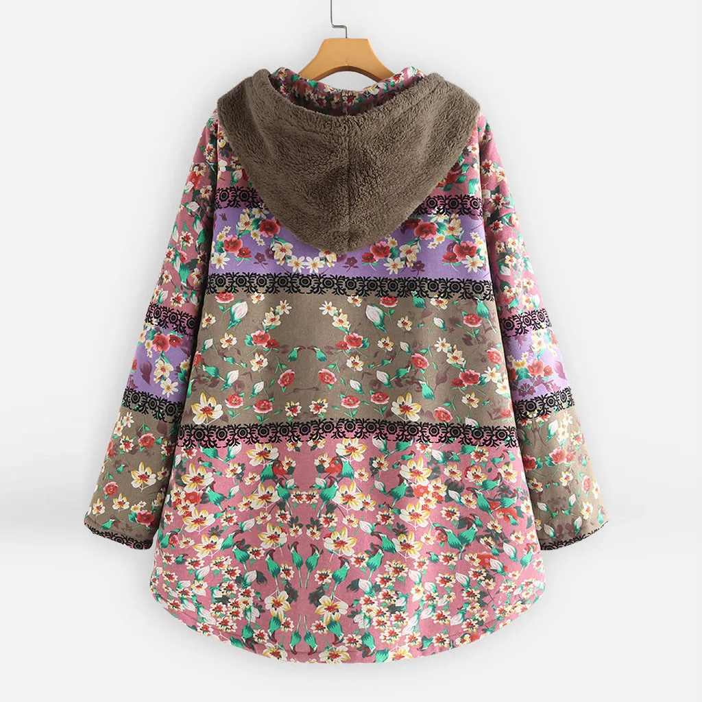 Богемные женские Национальные толстовки зимние цветочные принты с длинным рукавом повседневные толстовки Топы женские экзотические пуловеры с капюшоном пэчворк