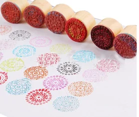 6pcs/lot Retro Vintage Lace Series Round Wooden Assorted Floral Pattern Seal Stamp Diy Diary Accessories EJ875266 - Цвет: 875266