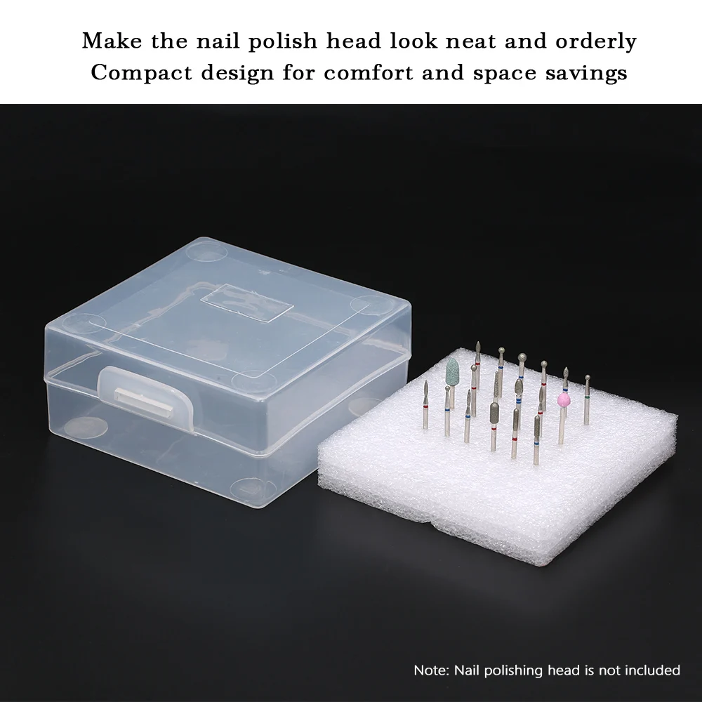 100 отверстий Шлифовальная головка Storag коробка для ногтей сверла держатель для ногтей продукты для ногтей инструмент для хранения компактный удобный прозрачный
