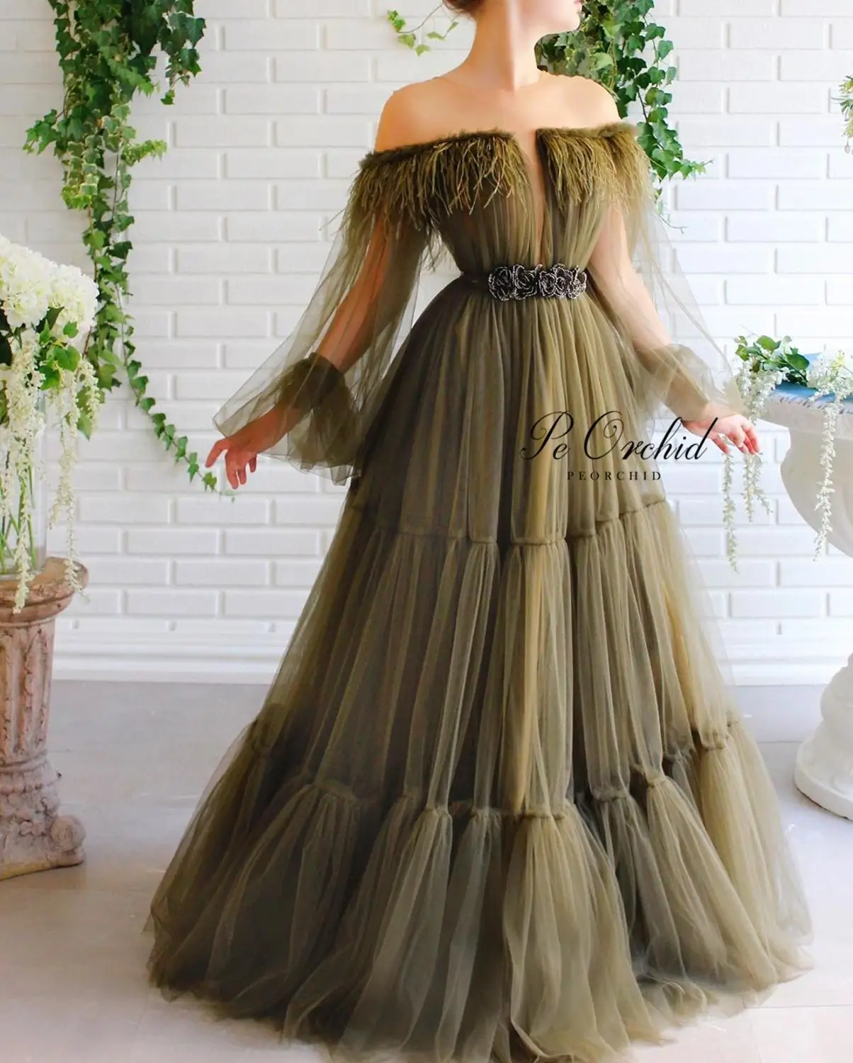 Olive green gowns