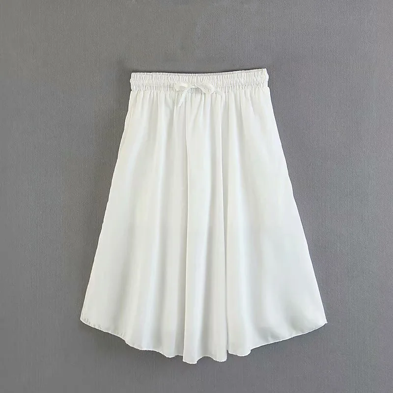 Новые летние Стиль хипстер; Эластичные зауженные брюки с высокой талией хлопковая юбка Для женщин короткий трапециевидные юбки Sub