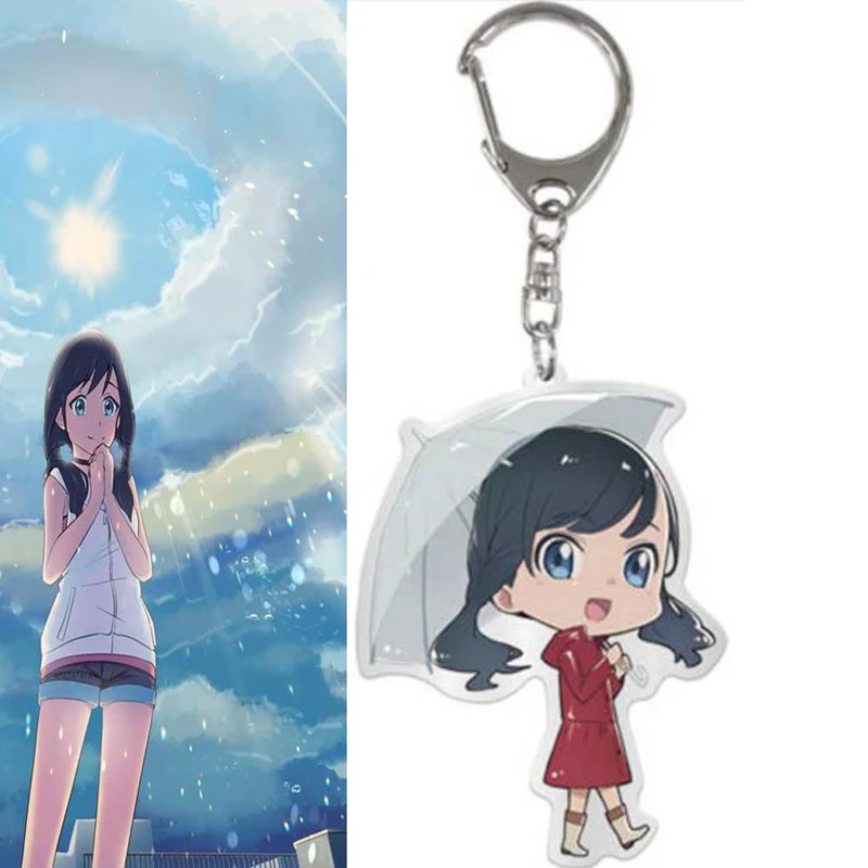 Anime Weathering With You Key Chain Acrylic Cartoon Key Ring New Hot Car Keychains Tenki No Ko Keyring Accessories