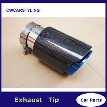 

1 PCS Free Shipping car styling Glossy Carbon Ak exhaust pipe muffler tip carbon fiber For AK Blue Stainless steel Pipes