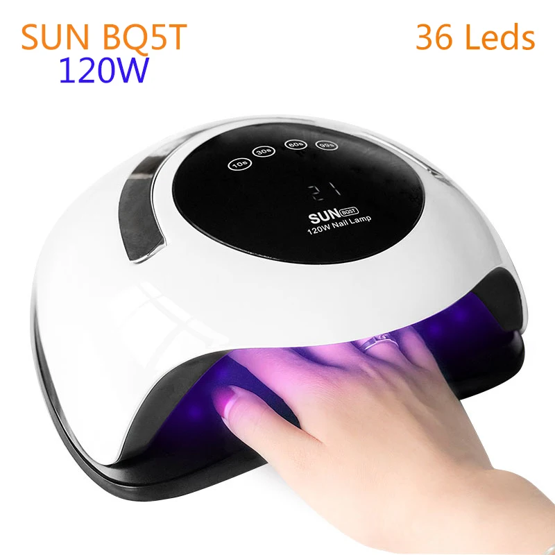 

SUN BQ5T UV LED Lamp for Nails 36Leds 120W Nail Drying Gel Polish Nail Dryer LCD Display High Powder Auto Sensing Lamp for Gels
