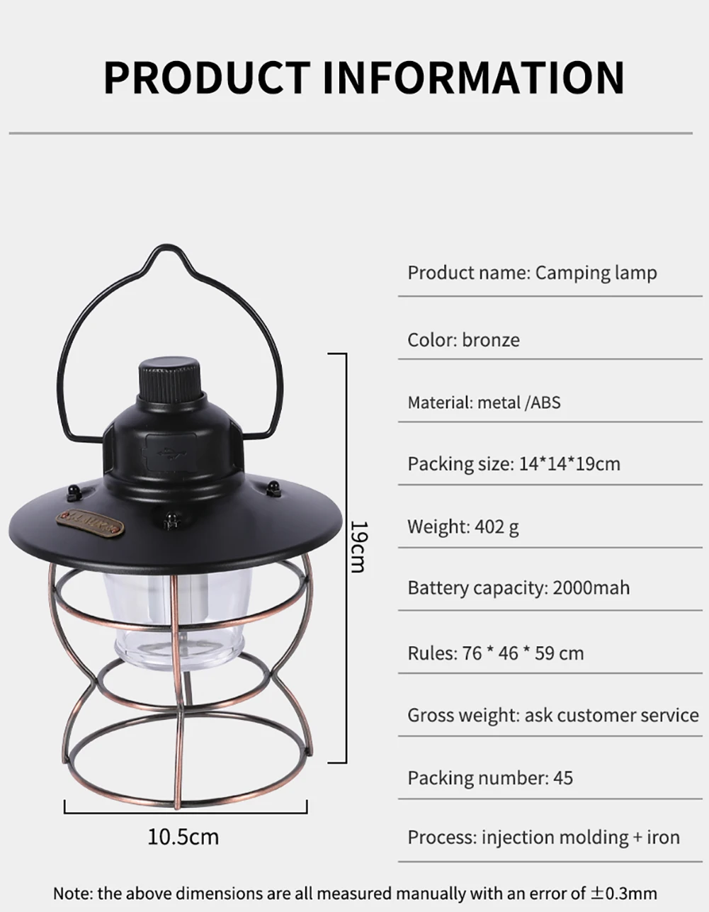Lanterne Portable USB Rechargeable-0