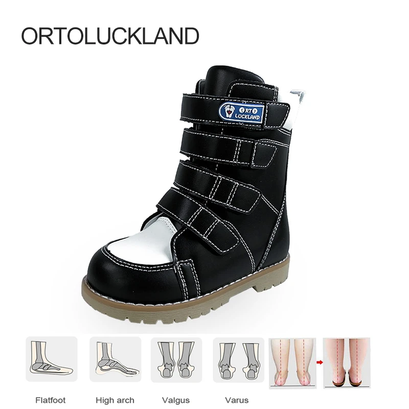 Ortoluckland zapatos de invierno para niñas, botas ortopédicas de lujo con alto y -