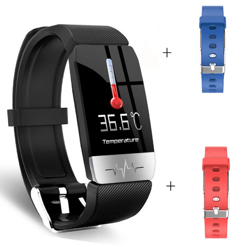 2021 Fitness Tracker T1 EKG + PPG Körper Temperatur Wasserdicht Heart