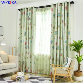 

Printed Christmas Tree Window Curtain For Kids Bedroom Cute Sheer Curtain Cloth Living Room Tulle Curtain Home Decora W-AD351#30
