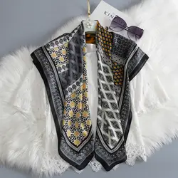 2019 Модные женские шелковые шарфы хиджаб квадратный принт Племенной Lencos шарфы 90x90 см шарф женские банданы