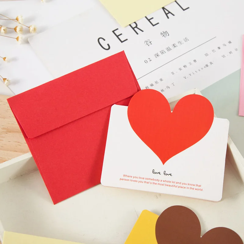  10pcs Love Heart Shape Greeting Card Valentine's Day Gift Card Wedding Invitations Card Romantic Th - 4.00038E+12