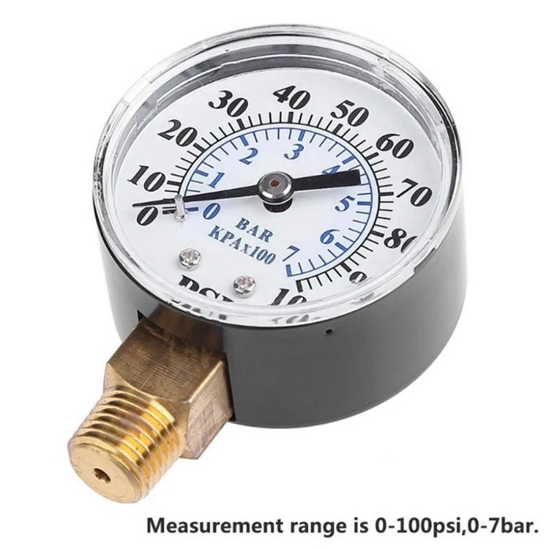 Горячий датчик давления инструменты 0-100 Psi 0-7Bar 1/8 дюйм; NPT Боковое крепление манометр циферблат воздушный измерительный прибор для компрессора Hydraul