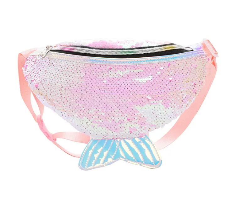Красочные девушки Fanny Pack Русалка блесток женщин банан чехол на пояс Сумка симфония кошелек PU через плечо сумка - Цвет: Многоцветный
