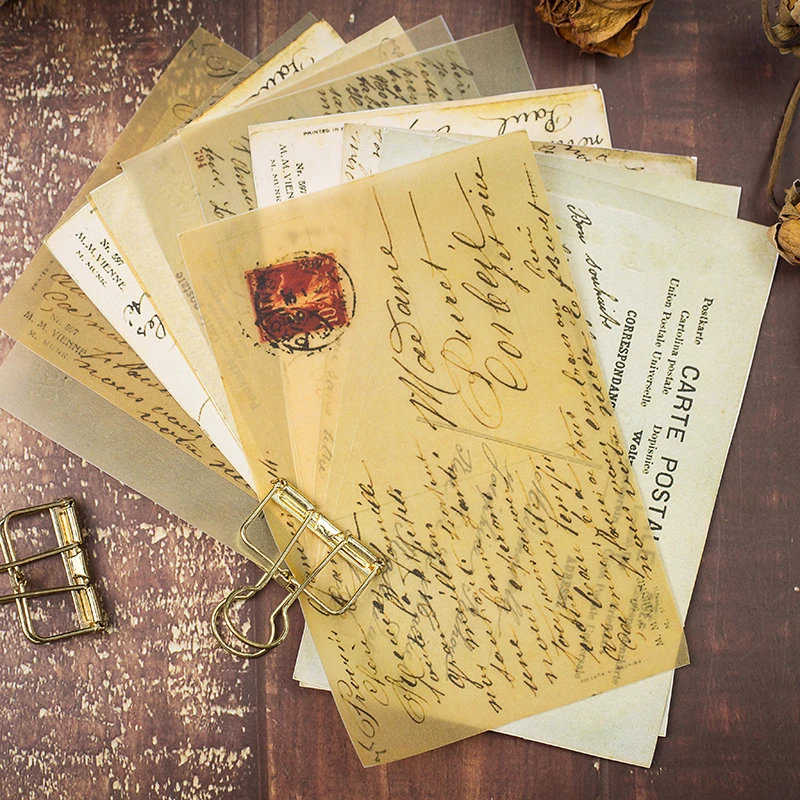 

16pcs vintage old letter large size material paper DIY scrapbooking album diary project making happy planning decorative paper
