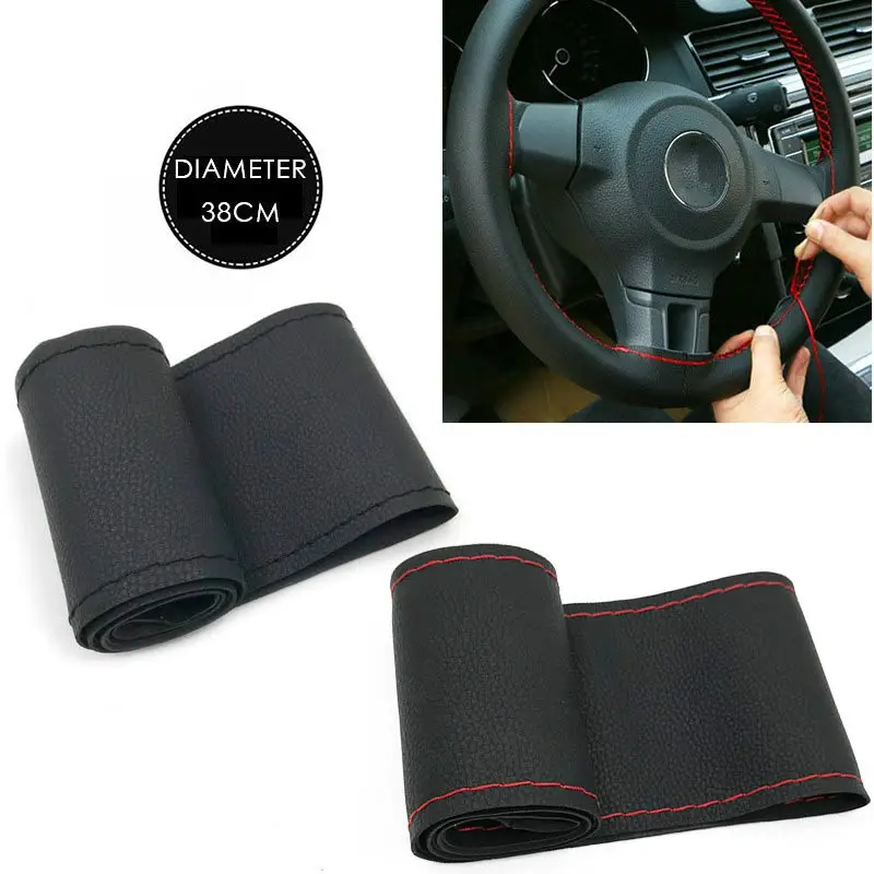 

Anti-Slip Car Steering Wheel Covers Needles And Thread Artificial Leather Cover Universal DIY Braid & Needles Auto Accessories