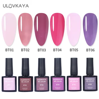 

ULOVKAYA 7.3ml Semi-permanent Nail Varnish Jelly Pink Color Soak Off UV Nail Gel Polish Set For Nails Design Base And Top Coat