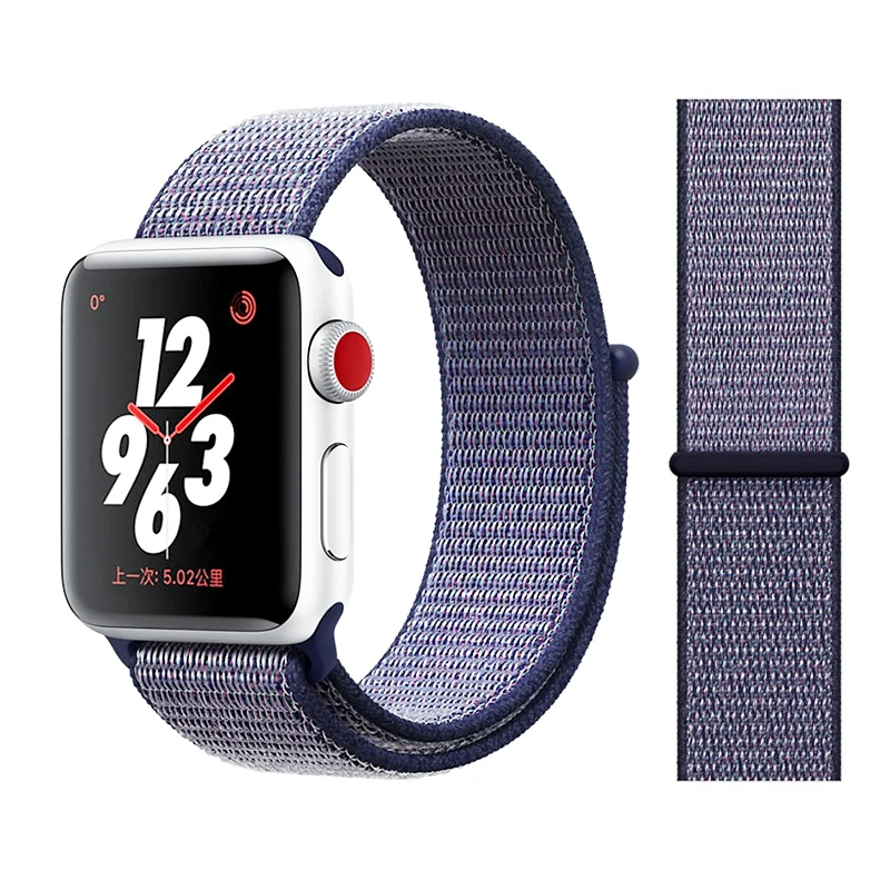 Midnight blue Нейлоновый ремешок для apple watch 44 мм/40 мм 4 5 iwatch 42 мм/38 мм 3 2 1 браслет красочные спортивные аксессуары для часов - Цвет ремешка: Midnight blue