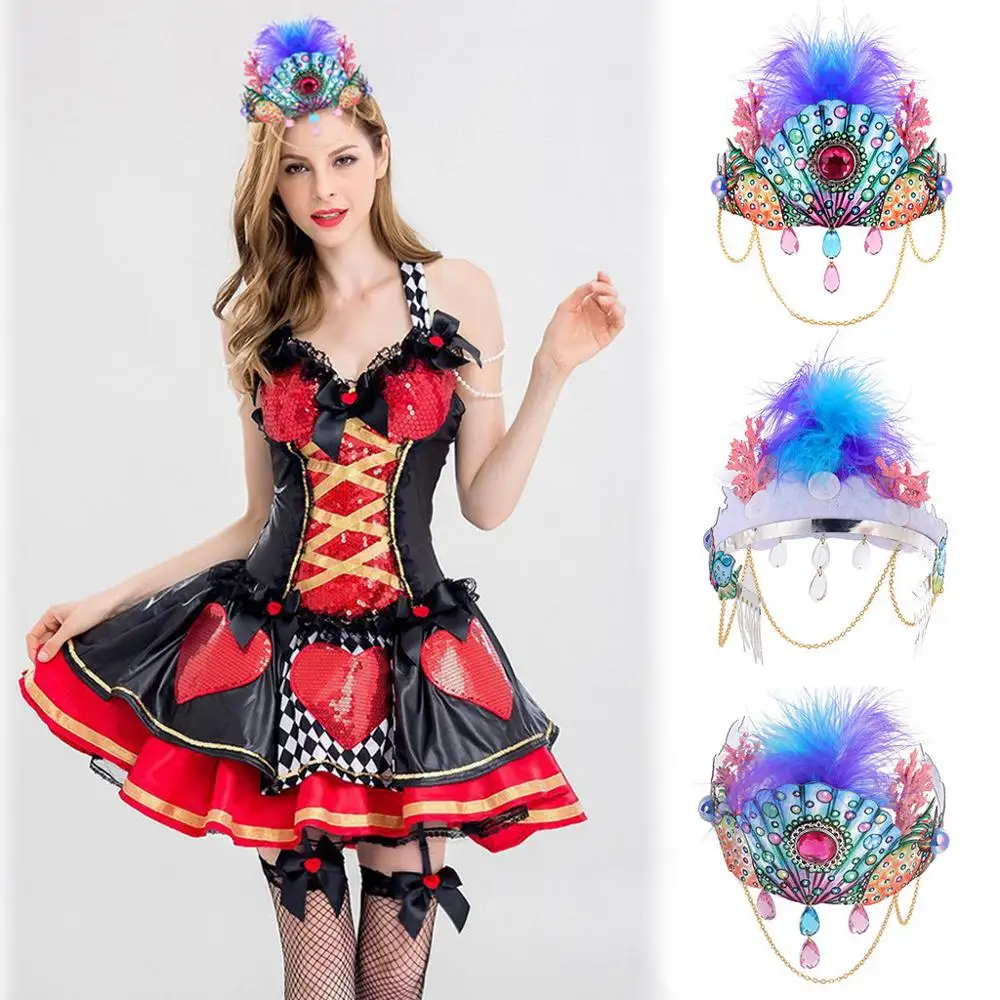 

Christmas Headband Feather Marine Shell Coral Series Ears Xmas Cosplay Party Girl Hairband Serre Tete Noel Minnie Dropshipping #