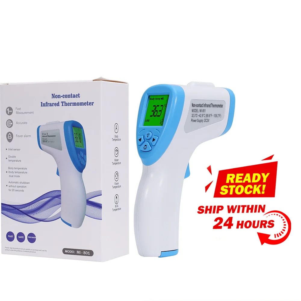

No-contact Thermometer Gun 3 Color Backlit Digital Forehead Thermometer Infrared Temperature Measuring Device For Baby Adult