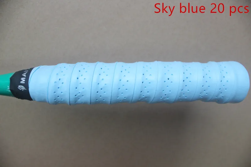 Сухая потовая лента grip(20 шт. в одном наборе) ракетка для бадминтона sweat band. Овергрипы для теннисной ракетки - Цвет: Небесно-голубой