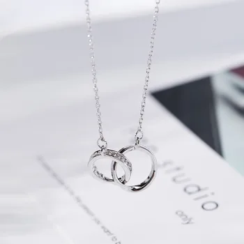 

Acecare S925 silver license binning necklace female zircon mosaic mirror polished day Korean silver decoration