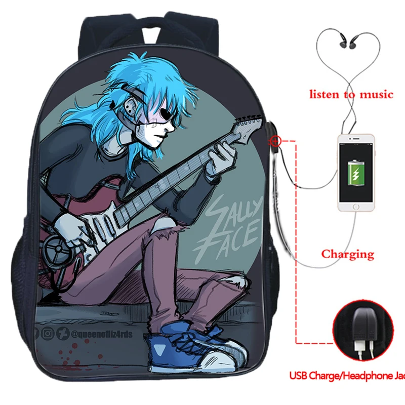 Sally Face USB многофункциональная сумка молодежный рюкзак для ноутбука хип-хоп повседневный рюкзак для путешествий 16 дюймов