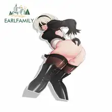 EARLFAMILY 13cm x 11.9cm for Anime Sexy Woman Funny Car Stickers RV VAN 3D DIY Decal Bumper Trunk Truck Graphics Accessories