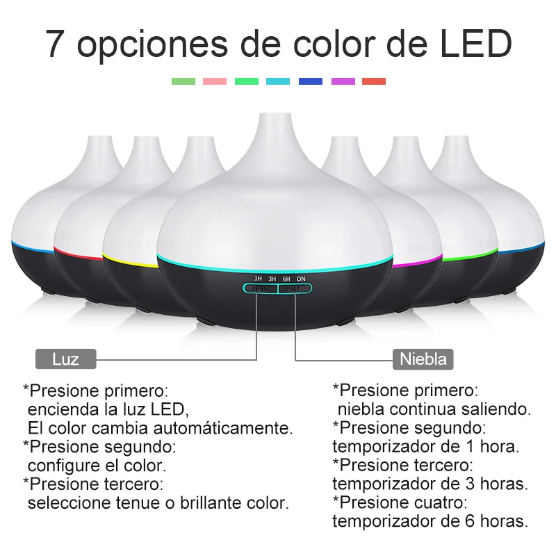 KBAYBO 550ml USB Aroma Diffuser Air Humidifier USB Cool Mist Maker Air Purifier with 7 Color Changing LED Lights for Office Home