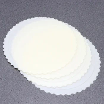 

4pcs 8inch Plastic Cake Serving Trays Reusable Round Cake Display Liner Non-Stick Mat Sheets