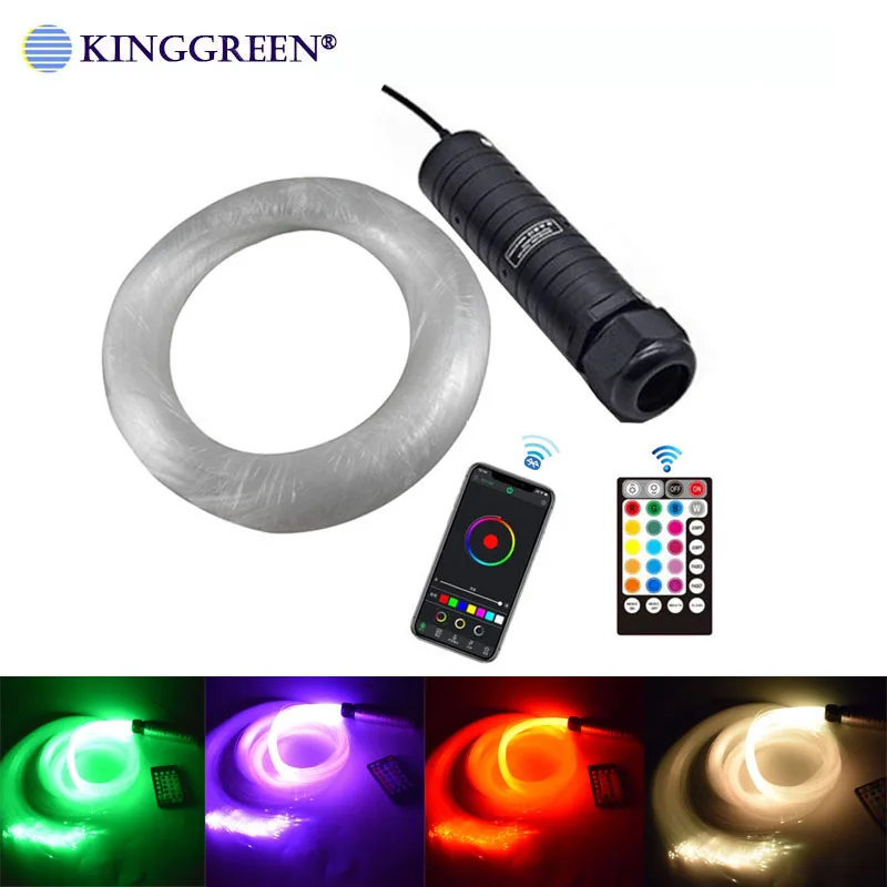 Fiber Optic Lamp LED Ambient Light Fiber Optic Ceiling Kit LED Fiber Optic Car Light DC12V 6W RGB Car Roof Star Lights RF Remote Control with PMMA Optical Fiber Cable For Ceiling Lighting