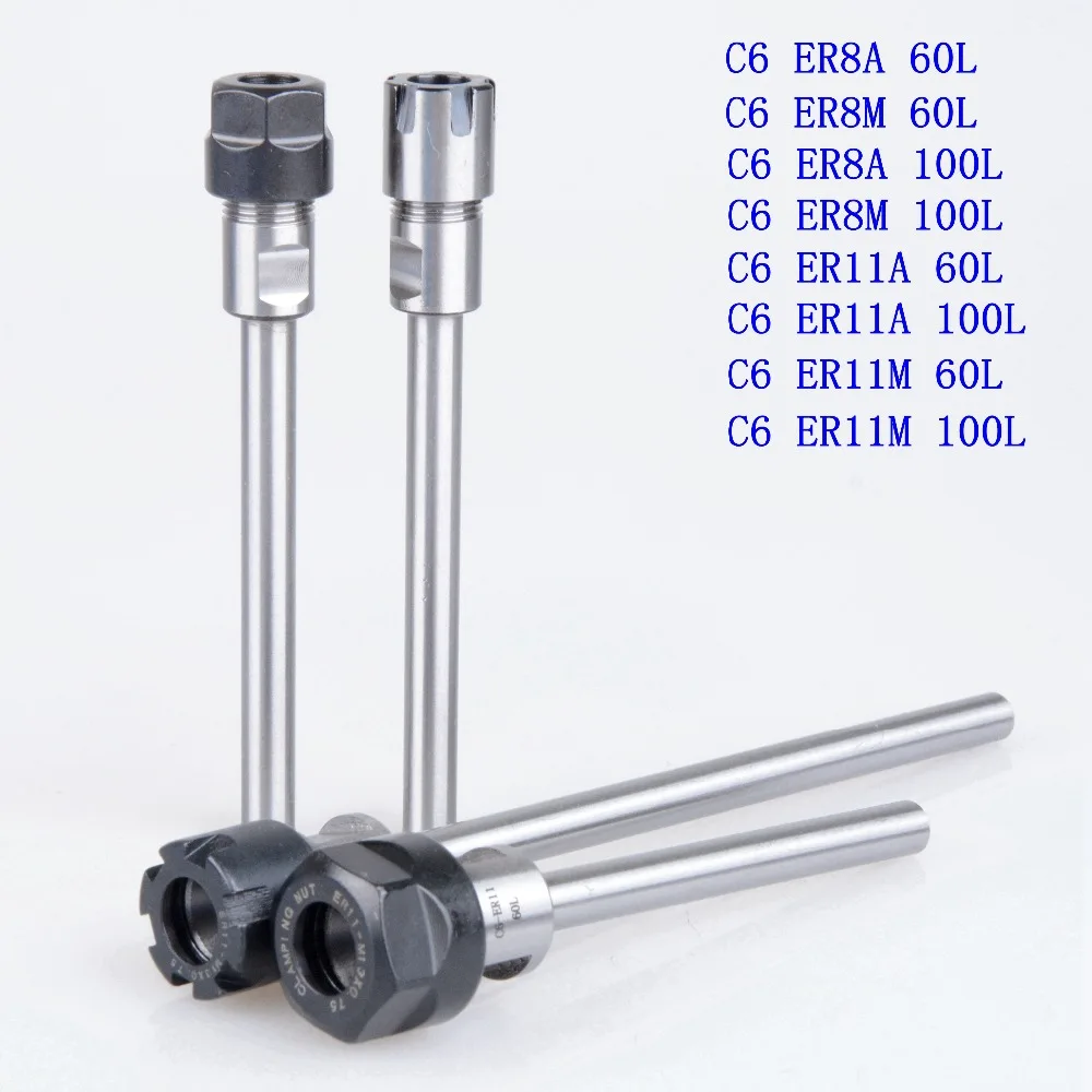 

1Pcs C6 ER8 ER11 60L 100L Collet Chuck Holder extension rod/bar Straight Shank for CNC Milling