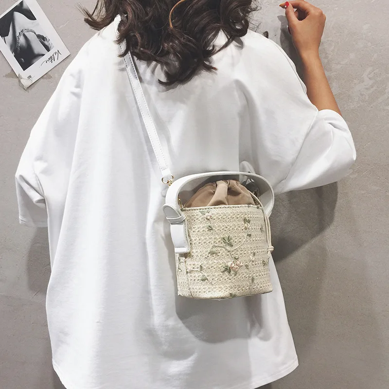 

Bag Women's 2019 Spring And Summer New Style Fashion Weaving Shoulder Bag Korean-style Versatile Straw Bucket Bag Hand Shoulder