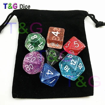 

Hot Random Colorful Acrylic Dice Set of D4-D20 with Glitter/Opaque/Marble/Transparent Effect for Dnd RPG Board Game Supplies