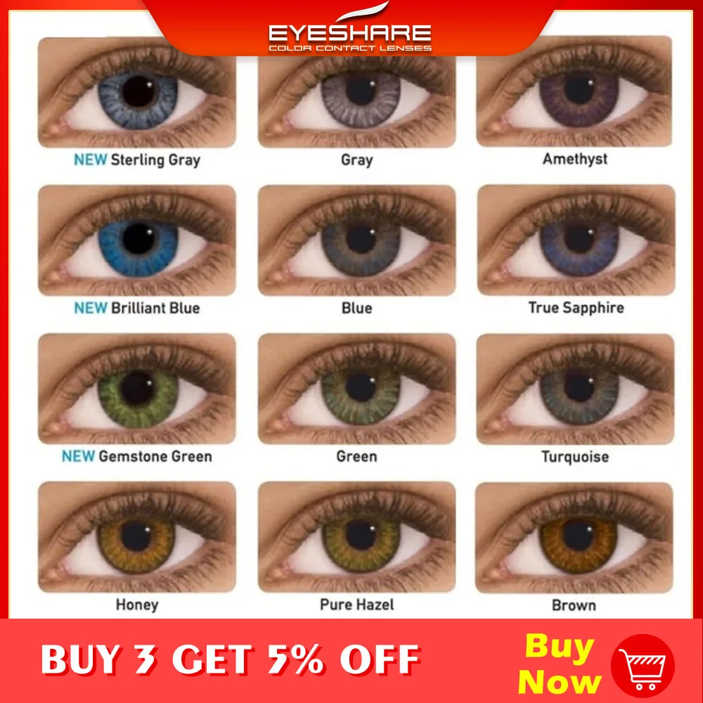 EYESHARE-Lentes de contacto de color, serie de 3 tonos, para ojos, ojo coloreado, 2 uds./par