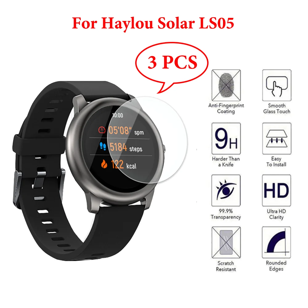 3 Pieces 9H Premium Tempered Glass For Haylou Solar LS05 Smartwatch Screen Protector for XiaoMi Film Accessories | Электроника