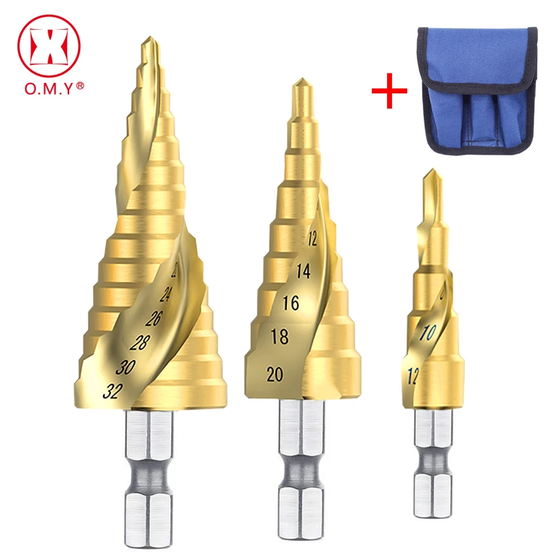 

3pcs 4-12/20/32mm HSS Spiral Grooved center drill bit solid carbide mini drill accessories Titanium Step Cone Drill Bit