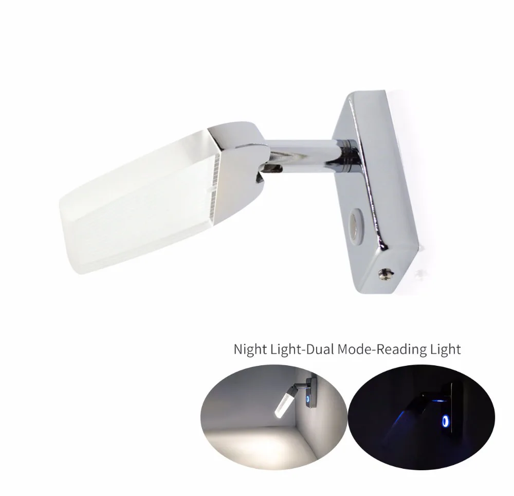  Flexible 3W LED Light Clip-on Bed Table Desk Study Reading Lamp With Switch For Camper RV Caravan B