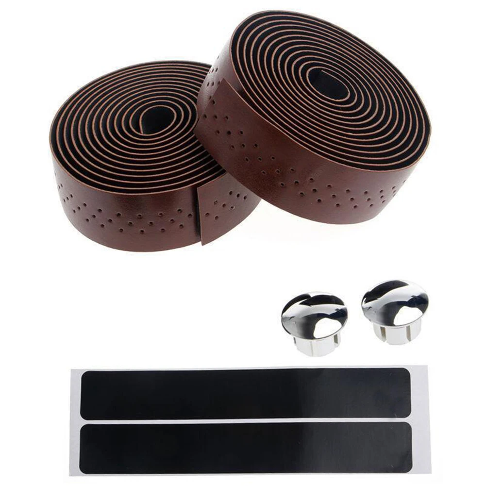 

1 Pairs 2 m Bike Handlebar Tape PU Leather Bicycle Road Bike Sports Cork Wrap Tapes Mesh Belt Bicycle Accessories High Quality