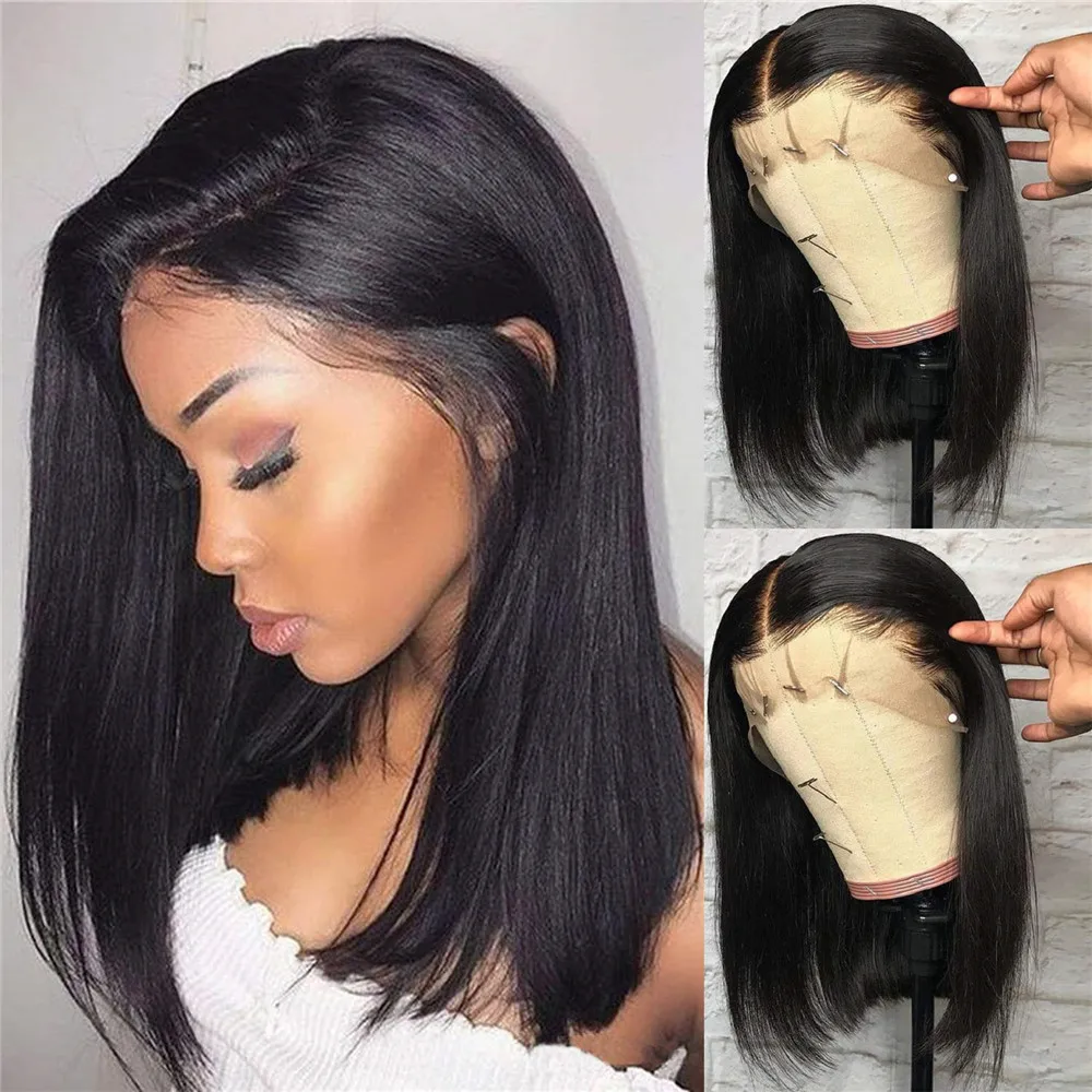13x6 Deep Part Lace Front Human Hair Wig Silk Straight Side Part Brazilian Remy Hair Pre Plucked Glueless Wig with Baby Hair