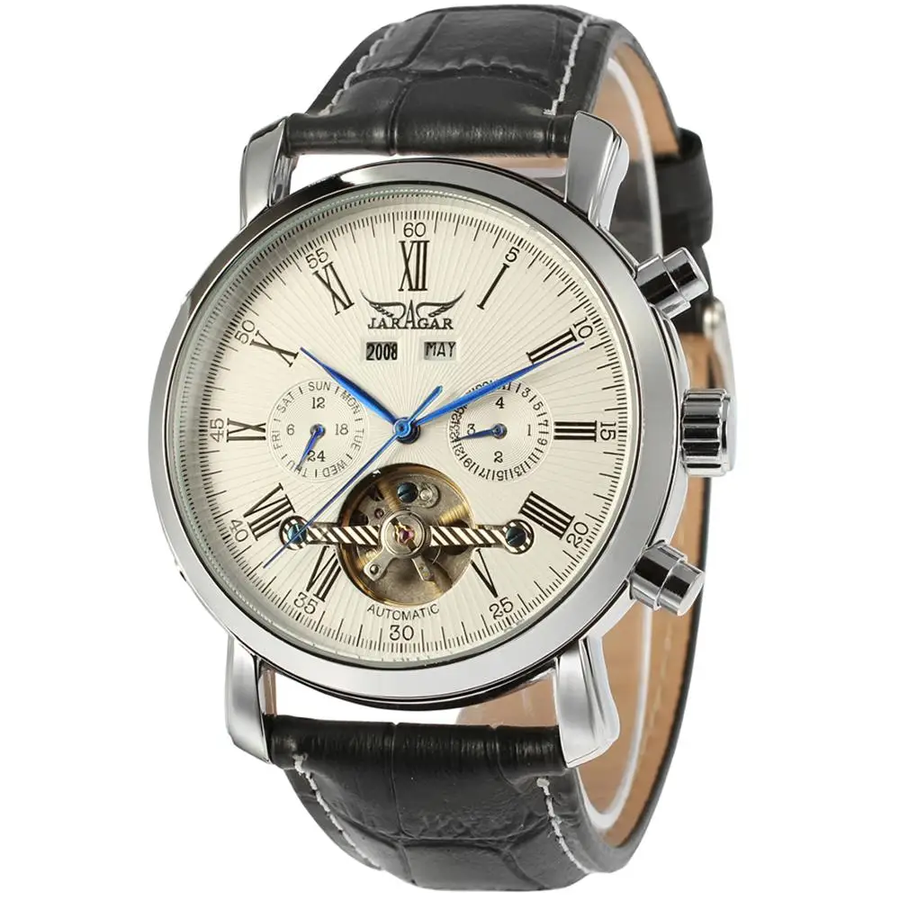 

Jaragar fashion men's mechanical tourbillon watches date week display men's business watch top brand luxury relogio masculino
