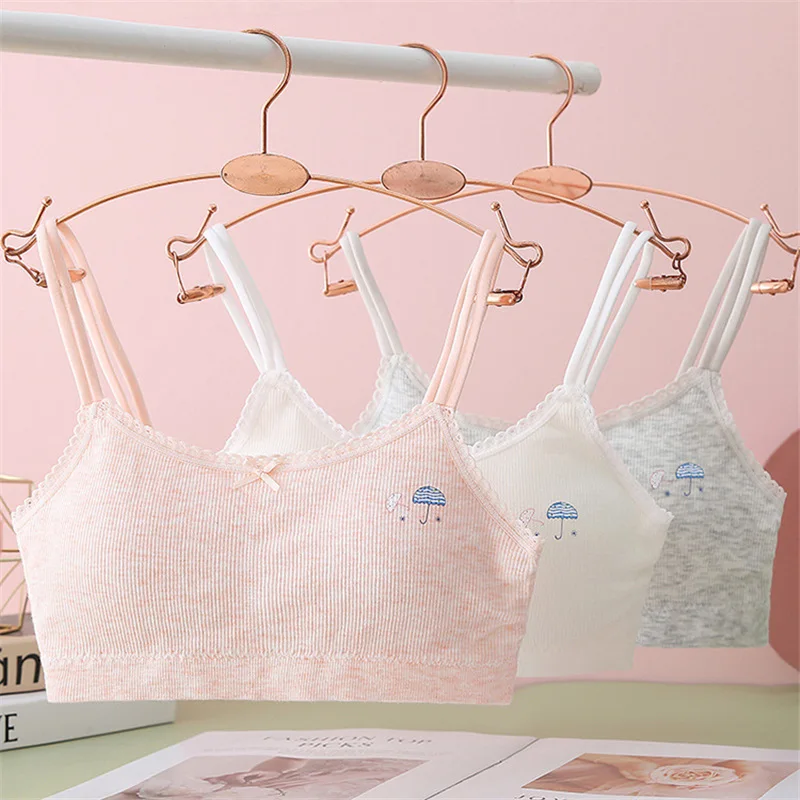 8-18 Years Kids Bras Young Girls Underwear Teenage Training Bras Women  Cotton Kids Brassiere Tube Tops Girl's Sport Bras