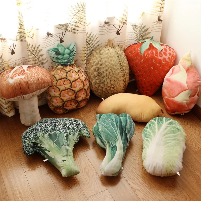 

Emulational Fruit & Vegetable Pillow Cushion Creative Food Broccoli Chinese Cabbage Plush Toys Funny Decorations And Ornaments