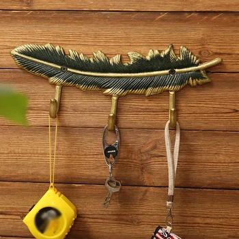 

Retro Cast Iron Home Ornaments Decorative Metal Feather Wall Mount Hooks Towel Rack Clothes Hat Coat Key Hanger