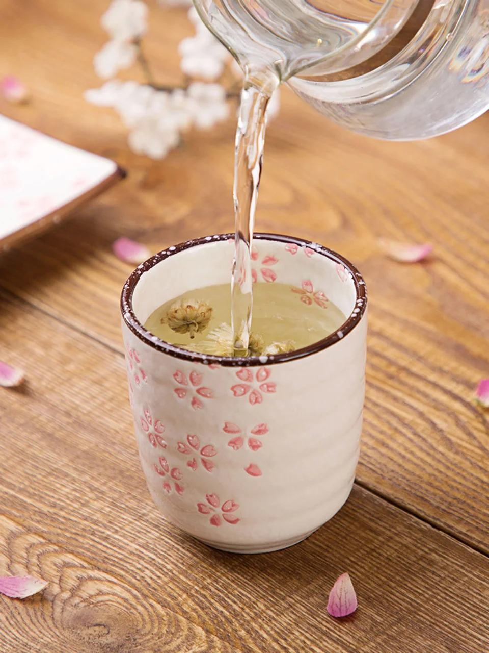 Japanese-Style Kung Fu Tea Ceramic Underglaze Porcelain Tea Cup Home Owner Sub-Cup Glass Cup Pink White
