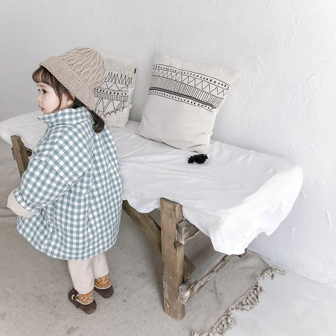 

Cotton-padded Clothes 2019 Winter Style Children Thick plus Velvet Plaid Cotton Overcoat BOY'S Girls Soft Cotton-padded Jacket W