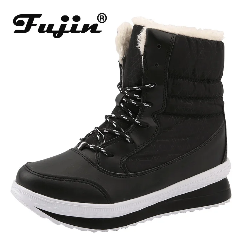 

Fujin Snow Boots Winter Plus Velvet Dropshipping Thick Bottom Plush Solid Canvas Round Toe Warm Leisure Women Cotton Shoes