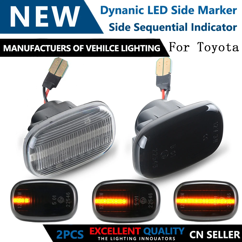 

2 pieces For Toyota Yaris Verso Vios Raum Probox RAV4 Runx Dynamic Led Turn Signal Side Marker Lights Sequential Blinker Lamps