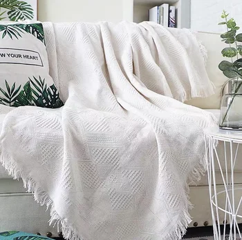 

Plane Air Conditioning Travel Blanket Knitted Tassel Blanket for Bed Sofa Cover Home Textile Anti-Pilling Portable Throw Blanket