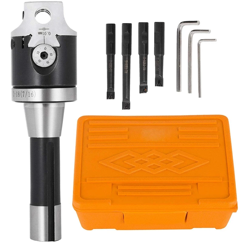 

2 Inch Boring Head Carbide Boring Head Tool Set with R8 Shank Holder Boring Head Set,1/2 Inch Indexable Boring Bars for Proces