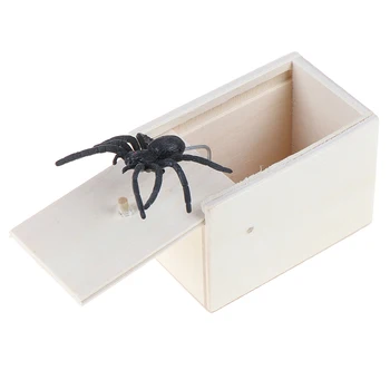 

1 Pcs Wooden Prank Spider Scare Box Case Surprise Toy Party Favor April Fool's Day Funny Scare Box Spider Scary education